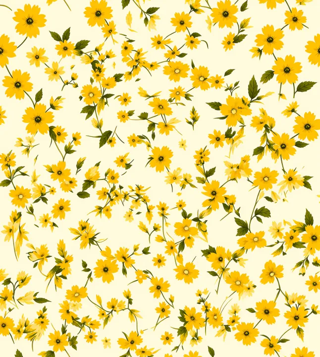 黄色雏菊散落花卉纹样